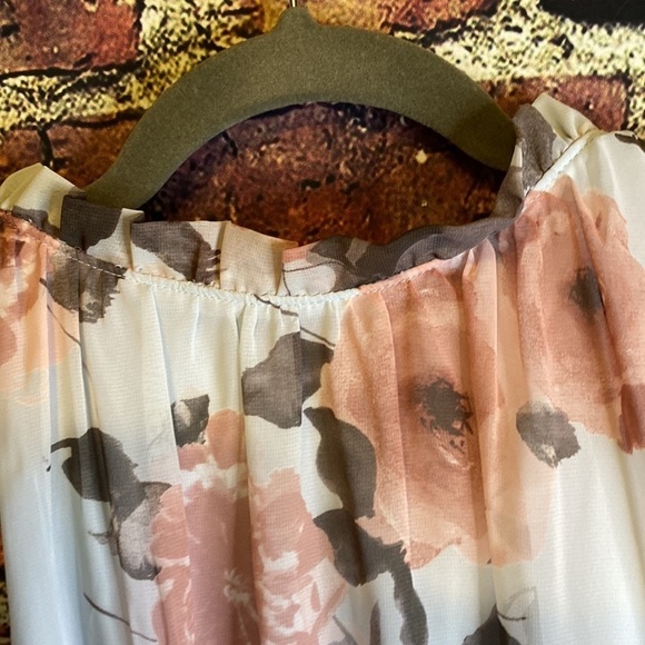 Pink Blush Light Blue Floral High Neck Maternity Dress Size L - Picture 8 of 10